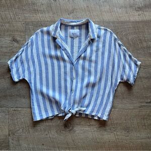 Rails Blue and White Vertical Stripe Button Shirt